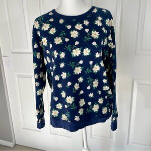Draper James XL Sweatshirt Navy Magnolia Floral Print